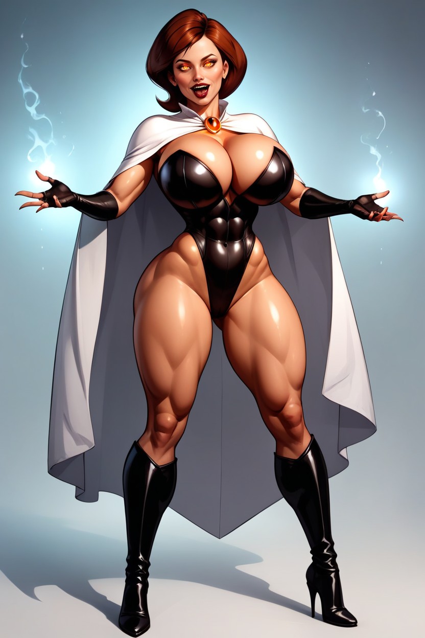 Dark Leotard, Fully Detailed Body, Very Lusty Evil Expression MILF AI Porn