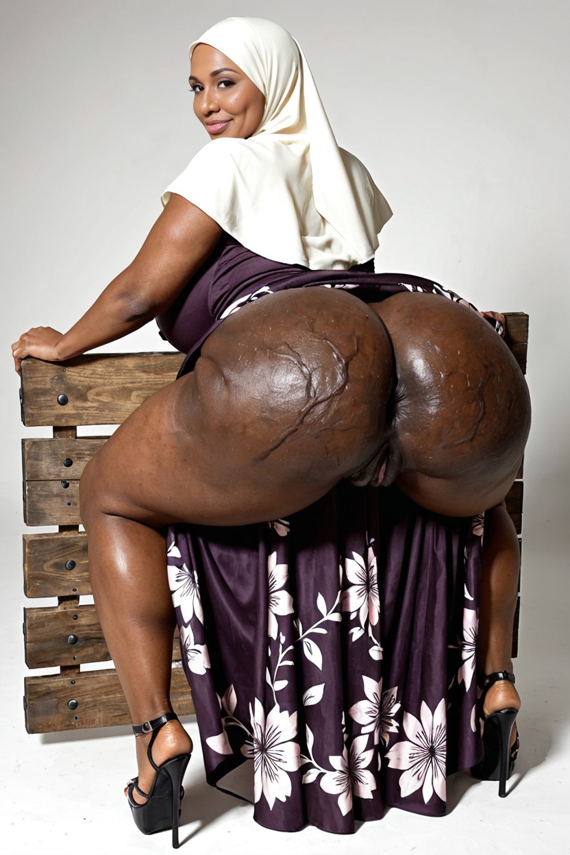 Disproportionately Giant Folded Gaping Asshole, Veiny Tits, African MILF AI Porn