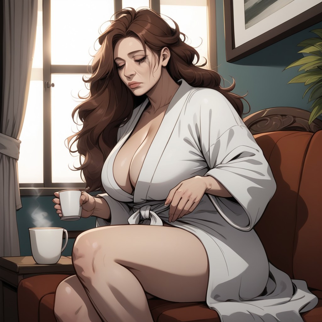 Blunt Bangs, Tired Face , Window MILF AI Porn