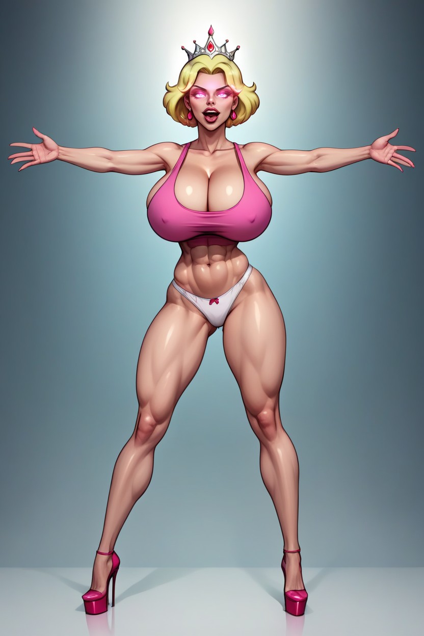 Pink Tank Top, Oiled Skin, " Sexymom MILF AI Porn
