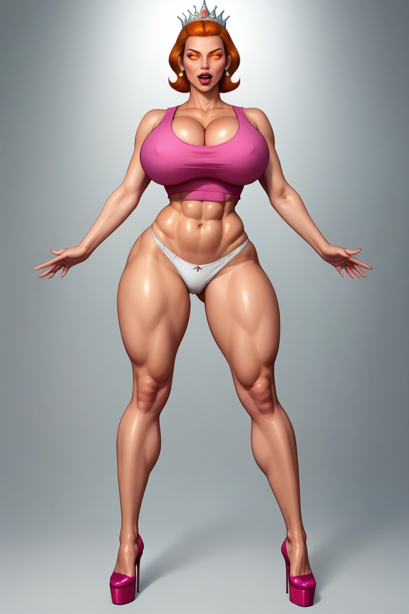 Lots Of Cleavage, Seductive Slutty Body, Fully Detailed Orange Permed Hair MILF AI Porn