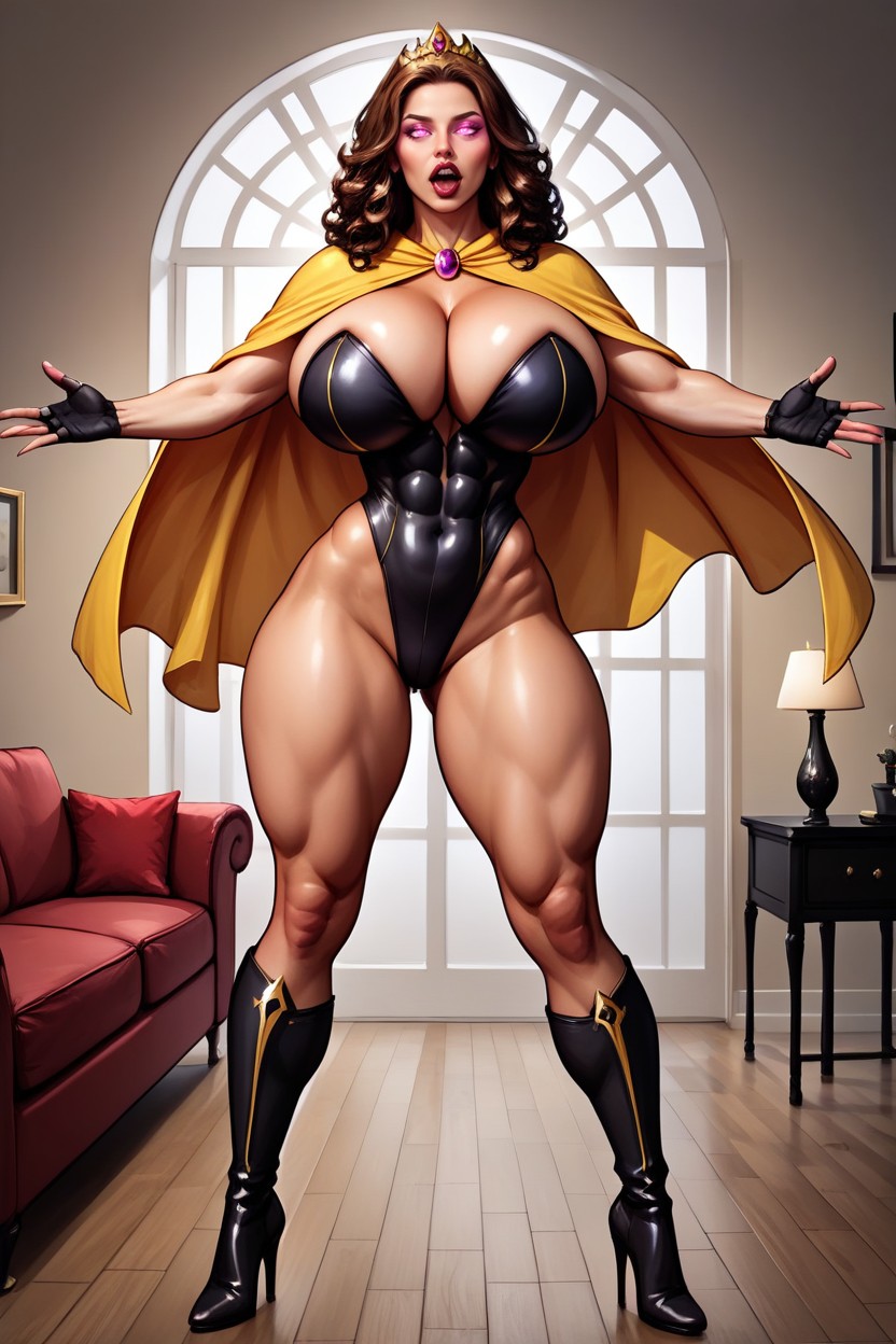 Full Body Shot, Standing Front Straight With Legs Spread Apart, Lots Of Skin Showing MILF AI Porn
