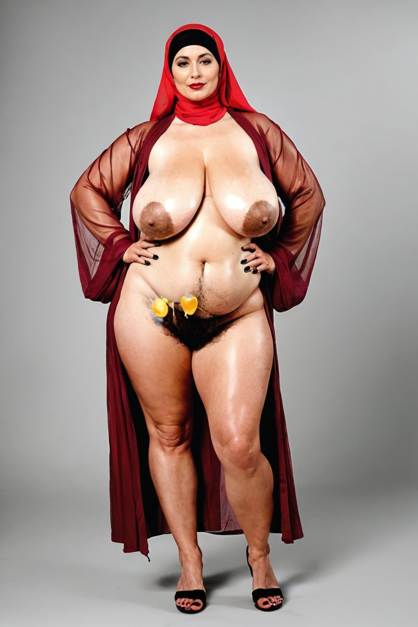 Full Body Portrait, Detailed Eyes, Black Areolae MILF AI Porn