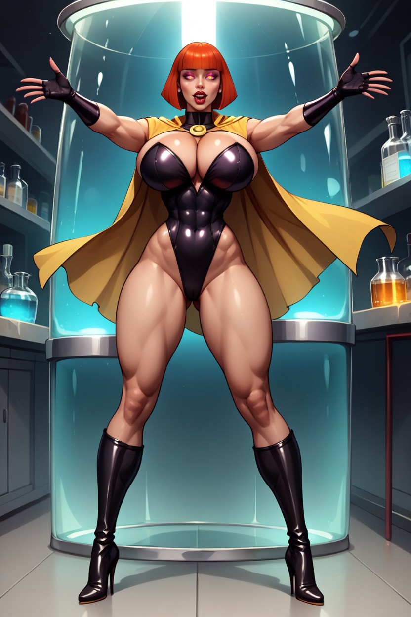 Ultra Realistic, Standing In Villain's Lab, Lots Of Cleavage MILF AI Porn