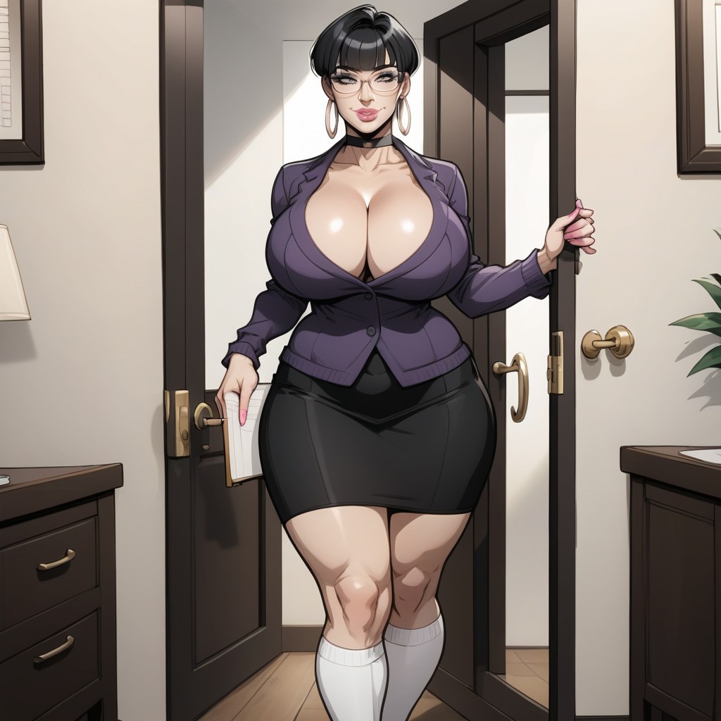 One Person, Black Strap Choker, One View MILF AI Porn