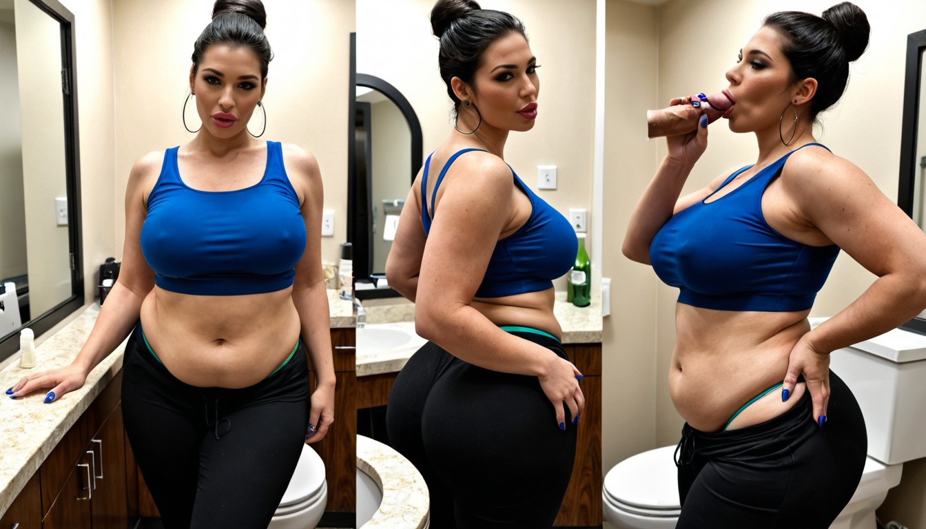 Ultra Chubby Ass, Thong, Tight Black Sweatpants MILF AI Porn