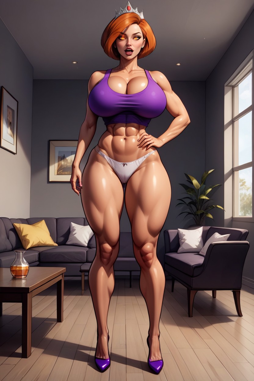 Facing Viewer Straight, Tight Abs, Standing Front Straight With Legs Spread Apart MILF AI Porn