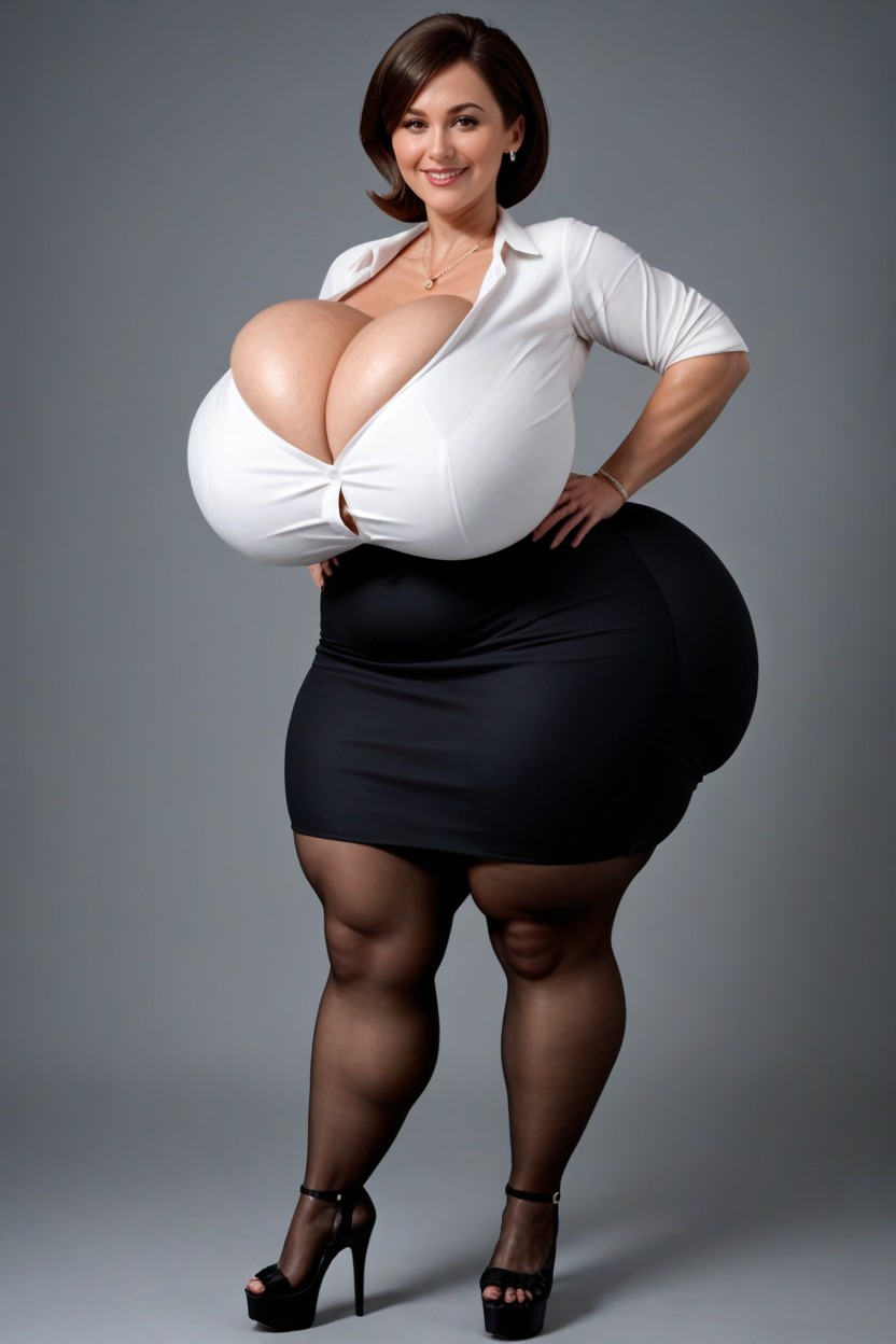 Fake Butt, Extreme Hyper Ass, Black Pencil Skirt Porno MILF IA