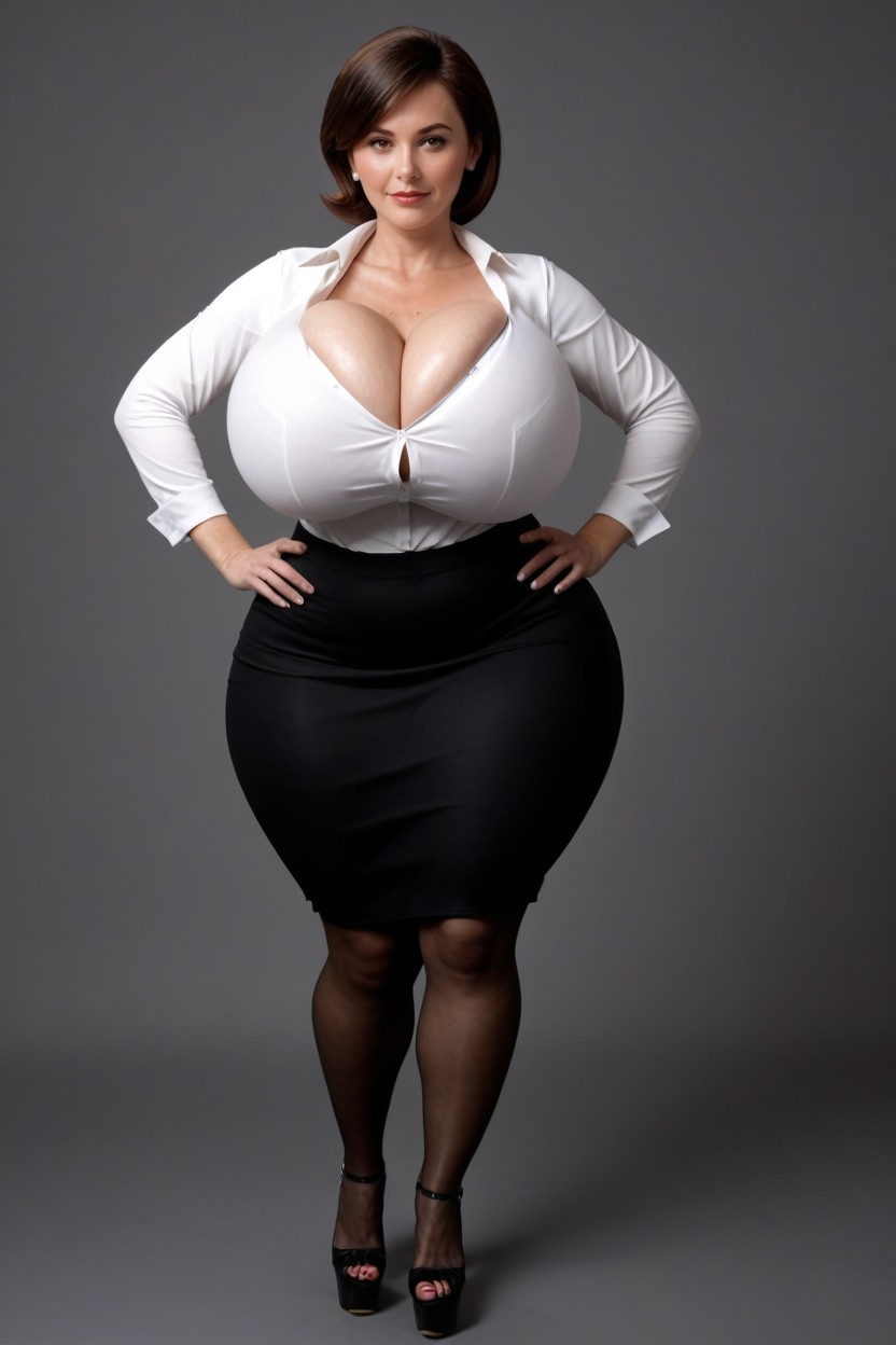 Extremely Curvy, Bbl, Cleavage MILF AI Porn