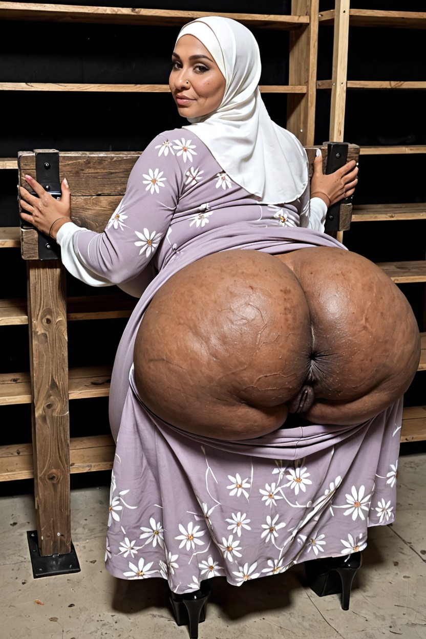 Upper Body Bent Forward To Show Of Ass, Detailed Anus, Super Detailed Butthole MILF AI Porn