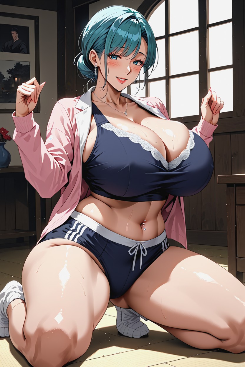 Exercise Uniform For Physical Education, White Shirts, Art Style Of Hentai MILF AI Porn