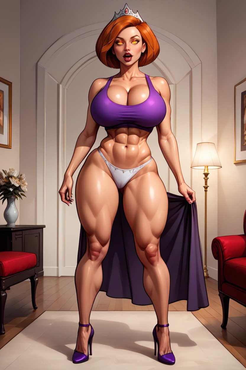 Perfect Model Body, Standing Front Straight With Legs Spread Apart, Diadem MILF AI Porn