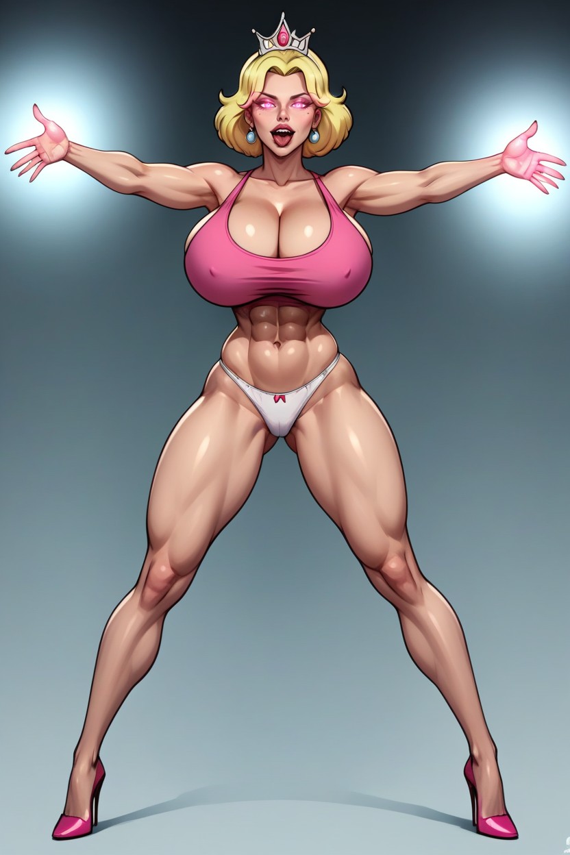 Full Body Front View, Fully Detailed Glowing Dark Pink Eyes, Rita Loud MILF AI Porn