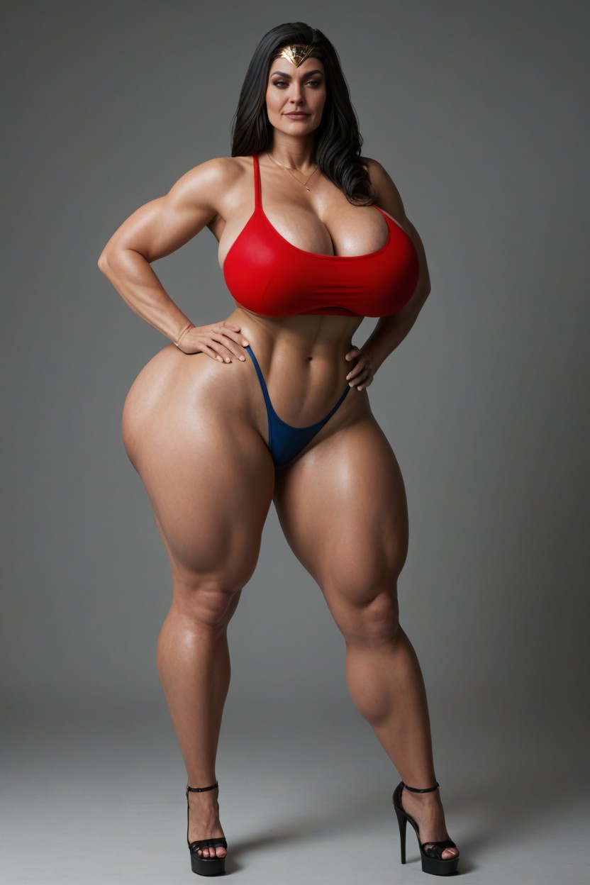Tan Skin, Facing Viewer, Extremely Large Ass MILF AI Porn