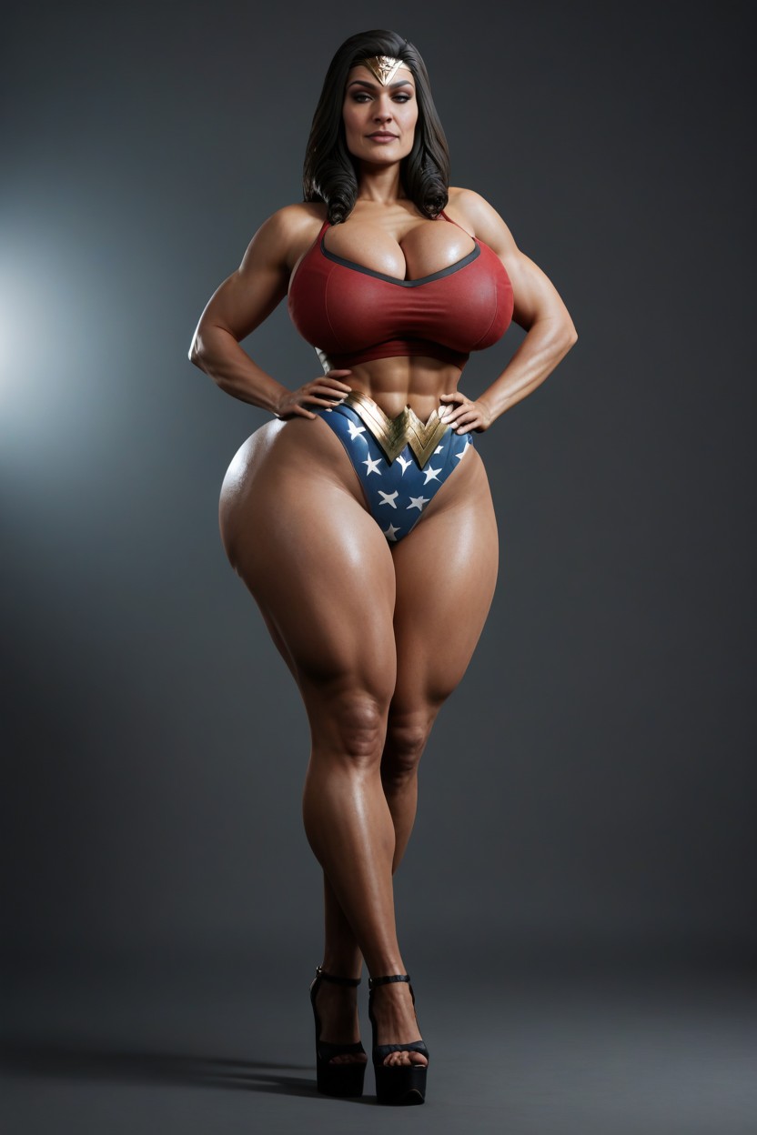 Abs, Very Thick Thighs, White Platform High Heels Porno MILF IA