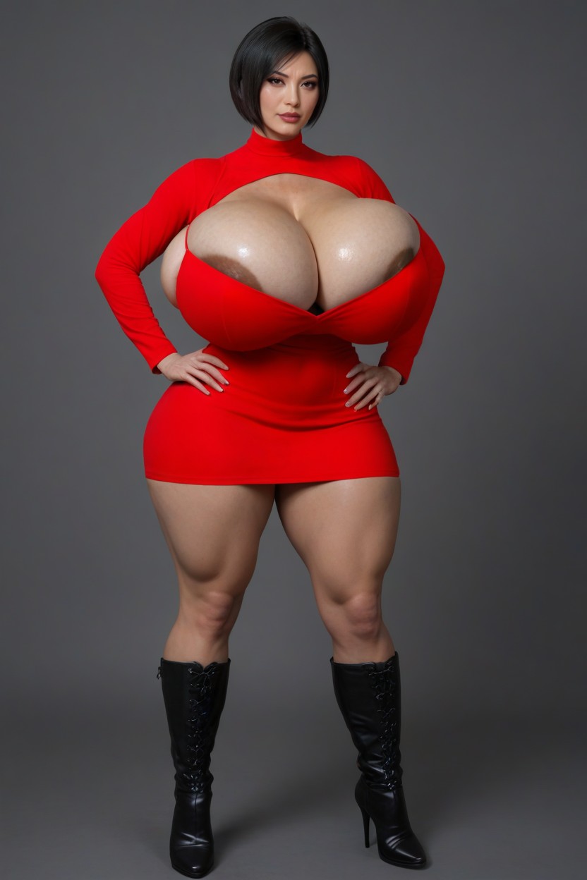Standing, Extremely Large Ass, Hourglass Figure MILF AI Porn