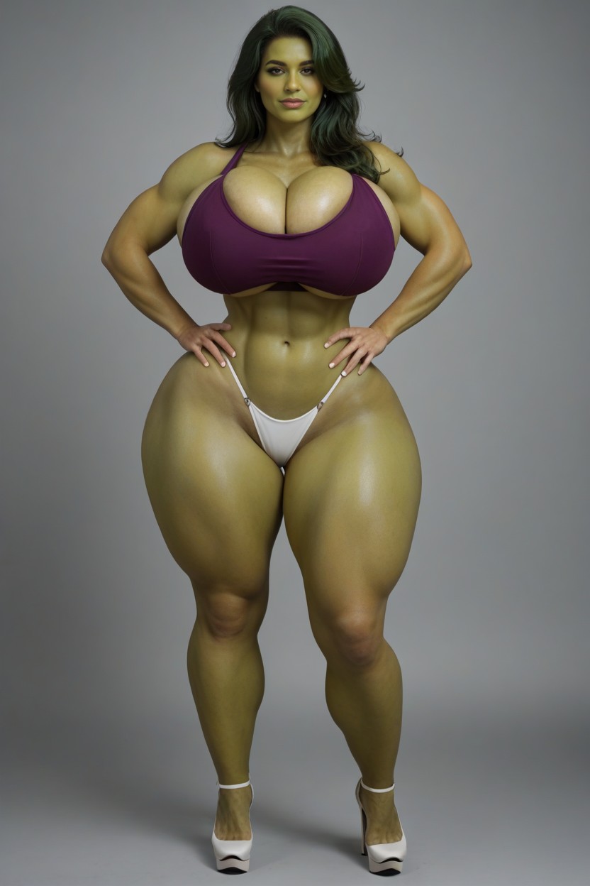 Very Thick Thighs, Standing, Extremely Curvy MILF AI Porn