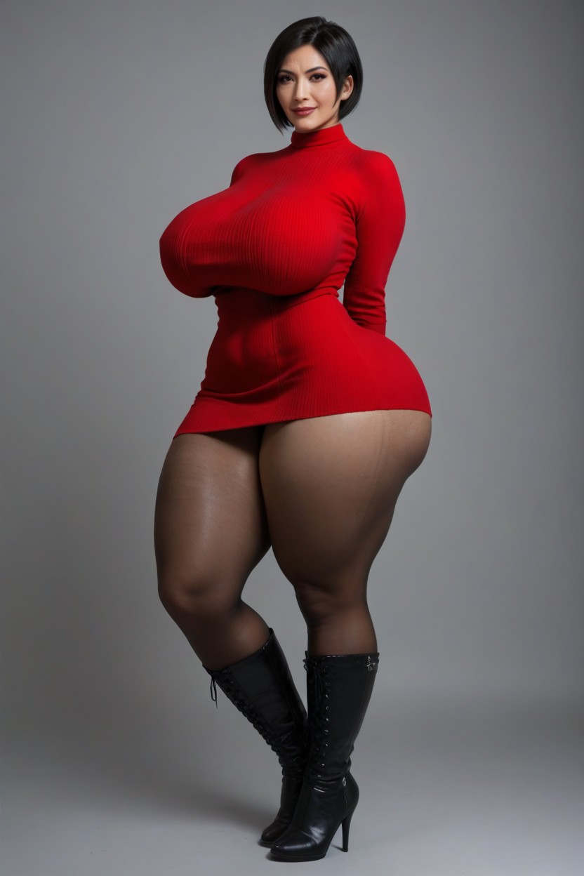 Voluptuous, Standing Legs Together, Very Curvy MILF AI Porn