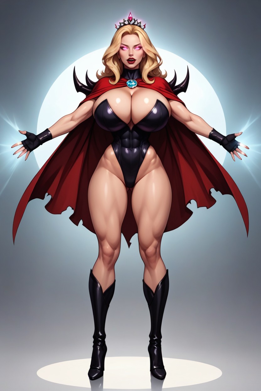 Seductive Slutty Body, Long Bright-red Cape, Fingerless Black Gloves Porno MILF IA