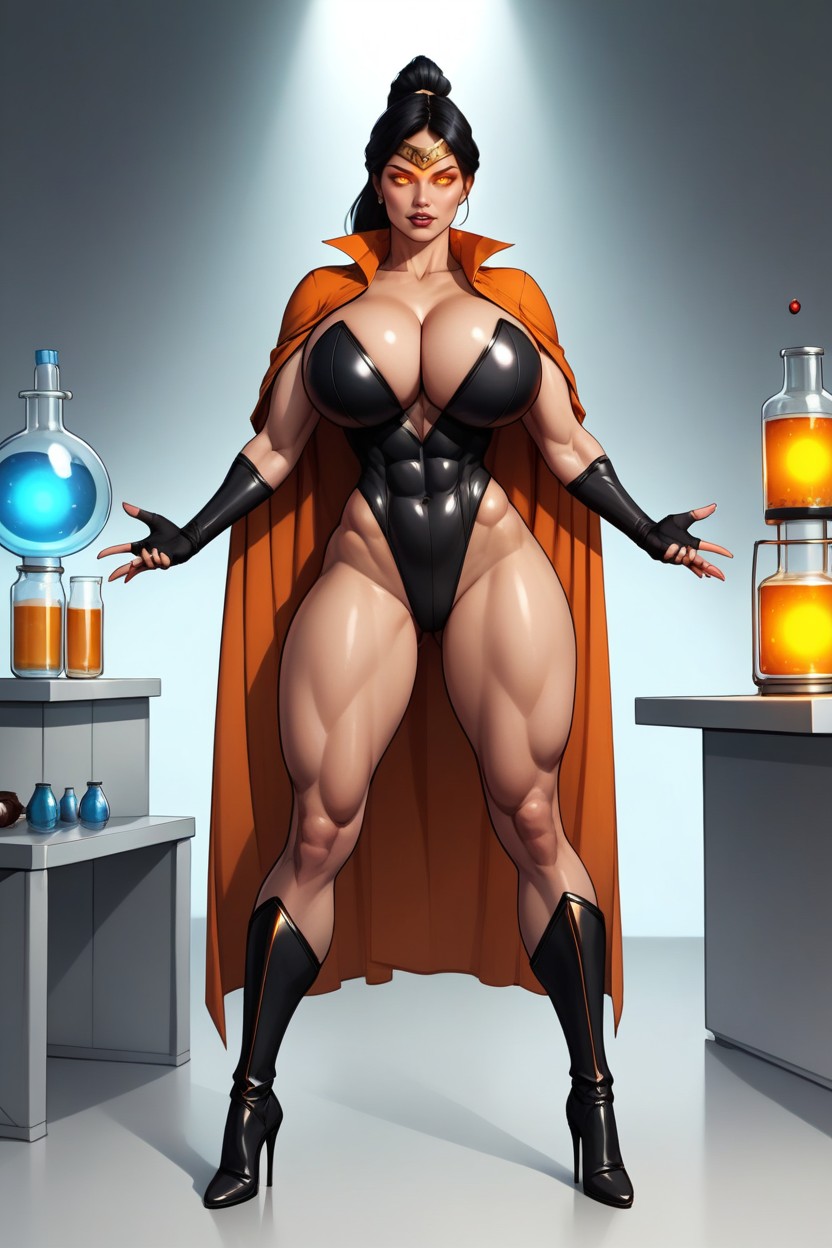 Standing In Supervillain's Lab, Ultra Detailed, Evil MILF AI Porn
