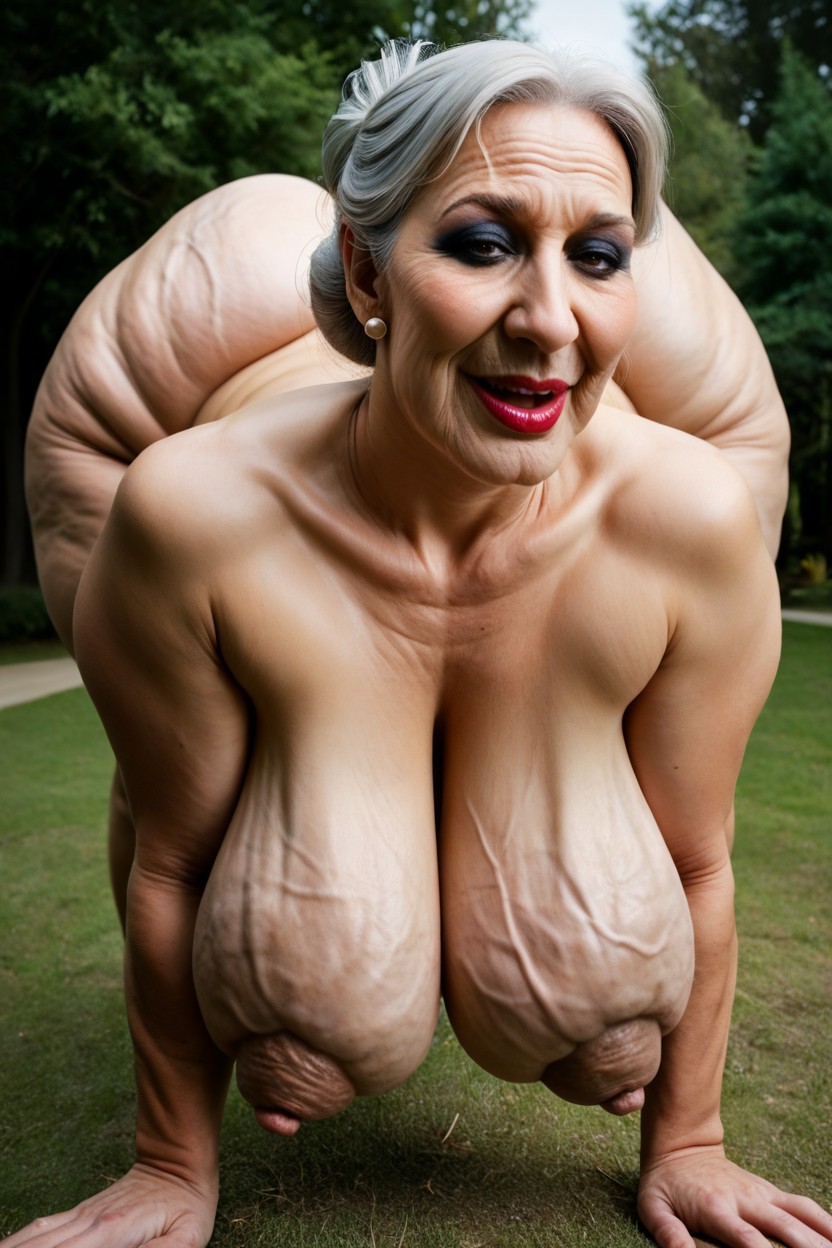 Wide Angle, Aged Face, Hyper Flabby Body MILF AI Porn