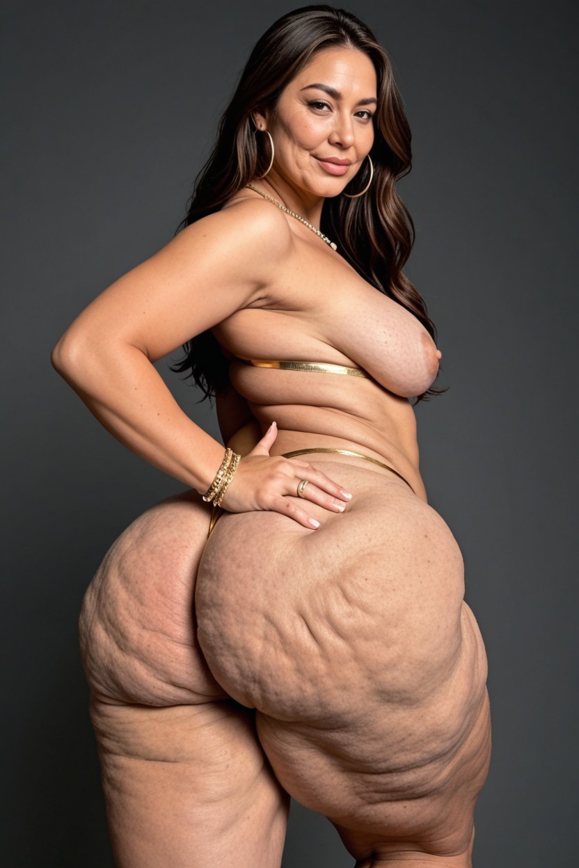 Bulging Ass, Simple Background, Chubby Mature Big Ass Woman MILF AI Porn