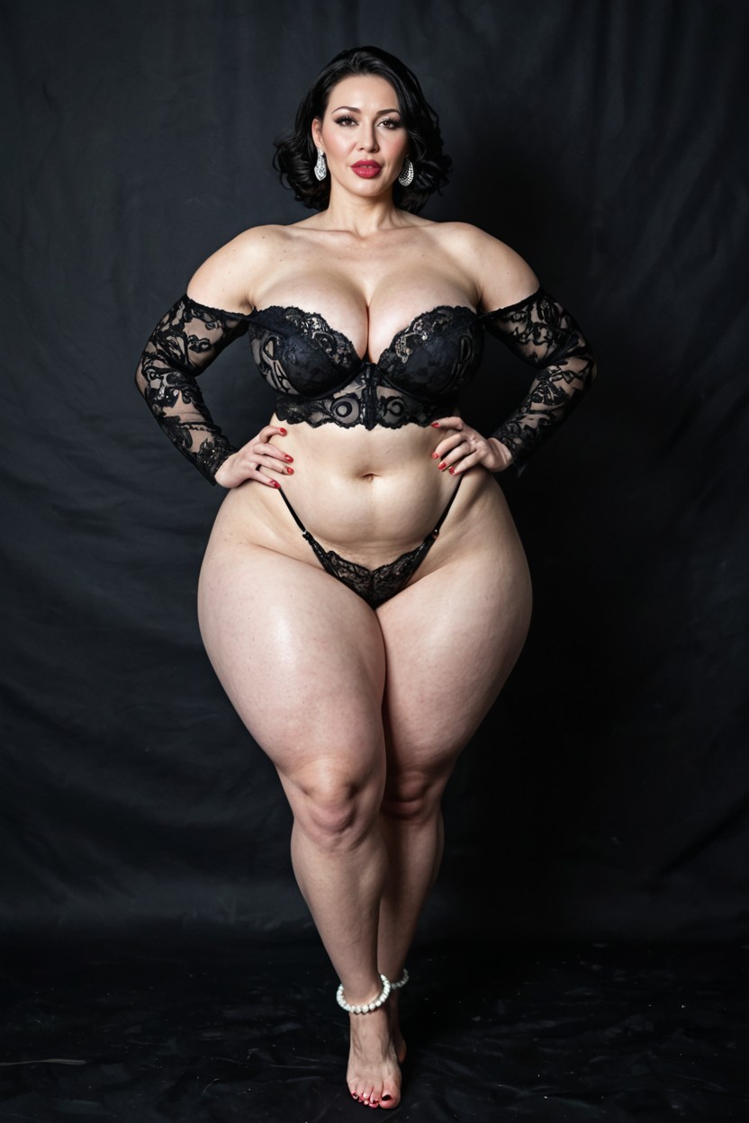 Thick Round Ass, Fat Face, Dimly Lit MILF AI Porn