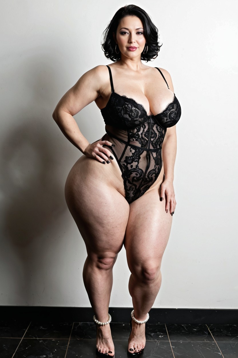 Small Breasts, Black Nail Extensions, Hyper Thighs MILF AI Porn