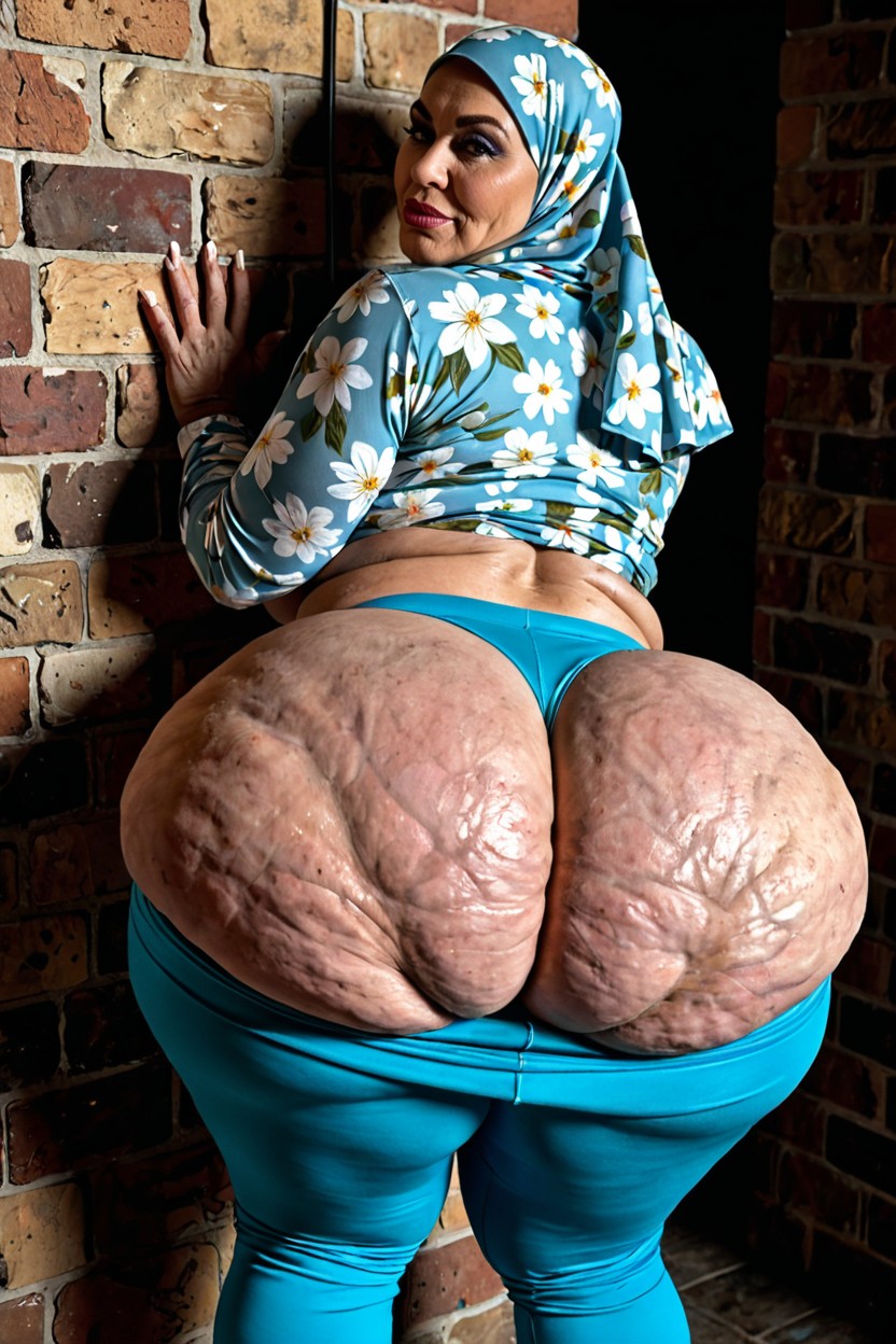 Against Wall, Thick Calves, Super Tight Floral Pattern Yoga Pants Porno MILF IA