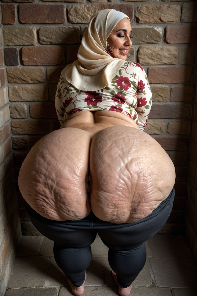 Super Tight Floral Pattern Yoga Pants, Ugly, De Arriba A Abajo Porno MILF IA