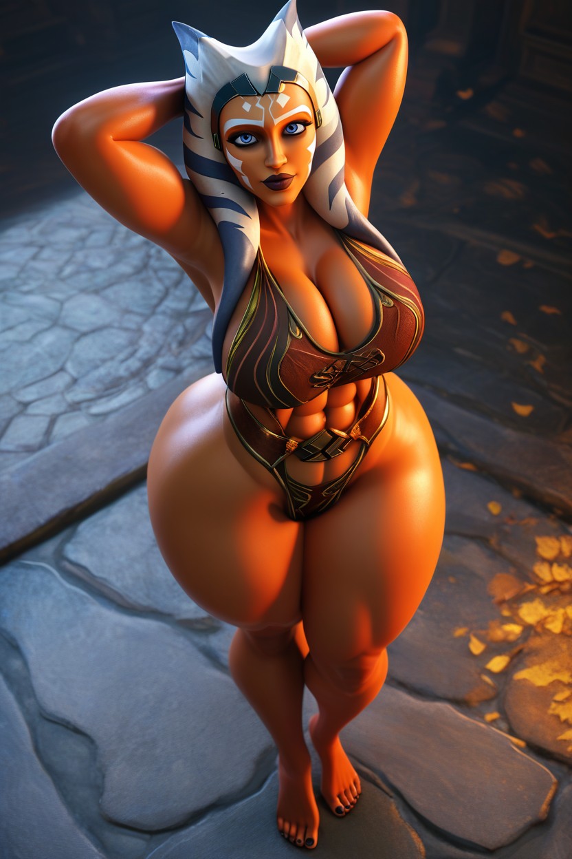 Top Down, Thick Thighs, Large Breast MILF AI Porn