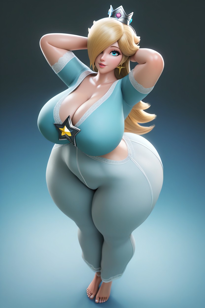 White Pajama Pants, Princess Rosalina, Thick Thighs MILF AI Porn