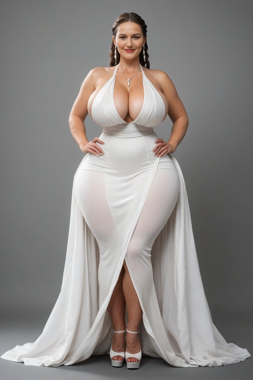 Extremely Large Breasts, Beautiful Face, Very Tall Woman MILF AI Porn