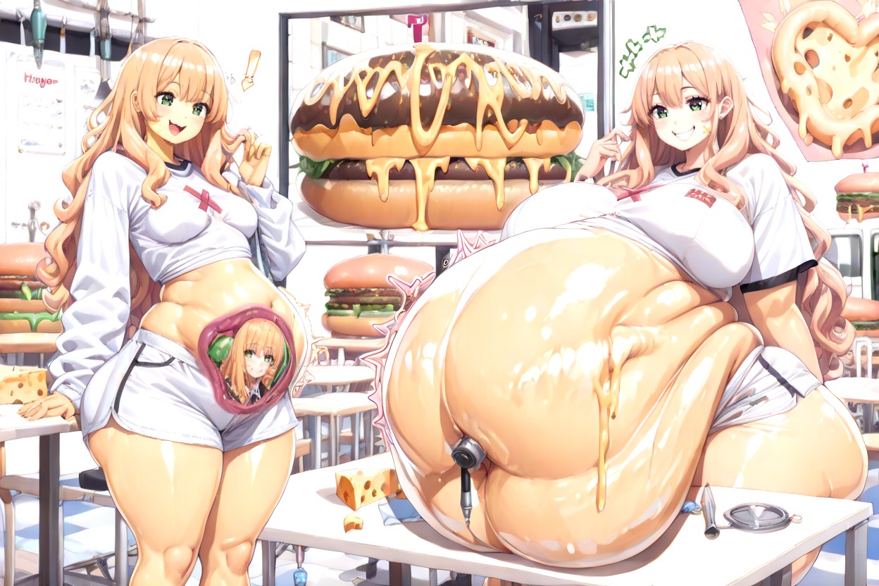 Burp, Hip Size, Gigantic Huge Belly Button MILF AI Porn