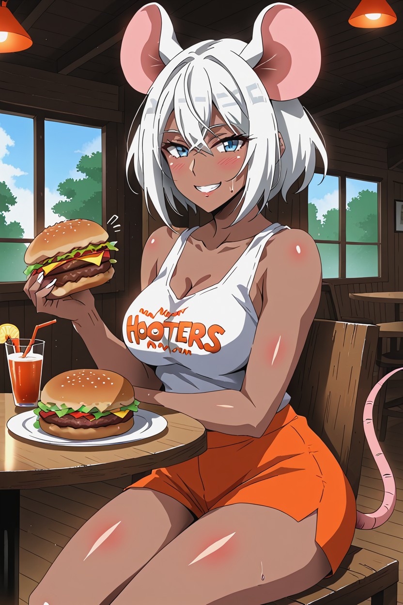 Endoscopy, Steamy Cheese, Eating Huge Hamburger MILF AI Porn