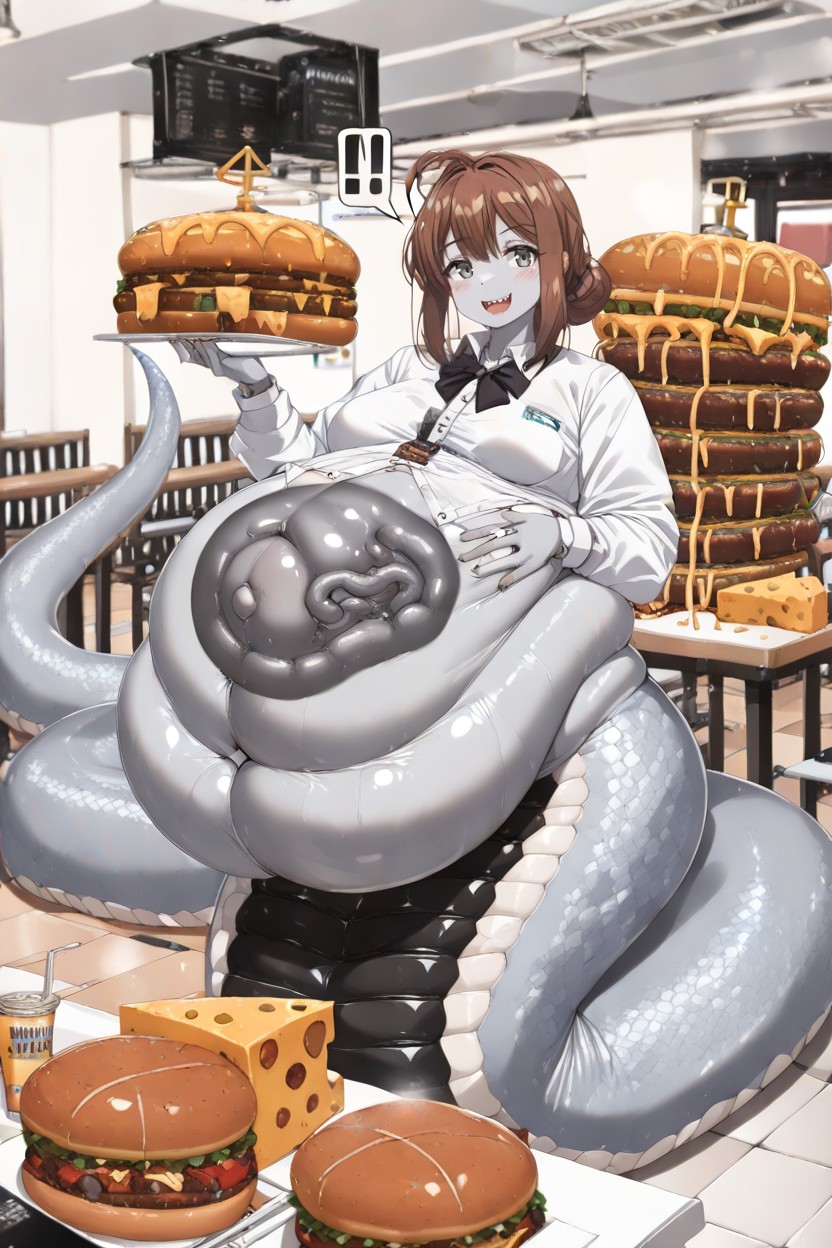 Oversized Hyper Inflation Saggy Belly, Non Torn Cloths, Looking At Viewer MILF AI Porn