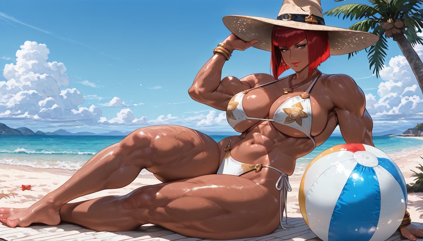 Enormous Trapezius Muscles, Daigo Ikeno Character Art Influence, Broad Shoulders MILF AI Porn