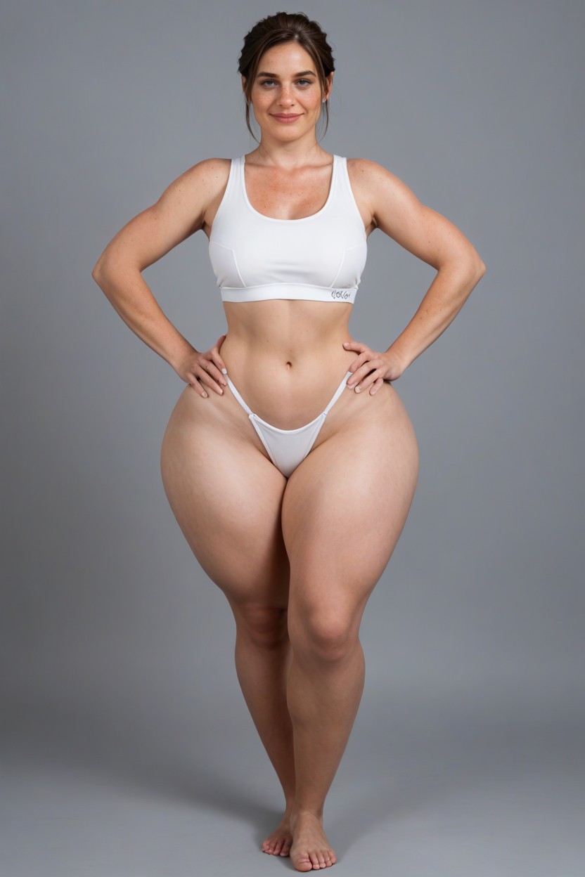 Plump Lips, Facing Viewer, Extremely Wide Hips MILF AI Porn