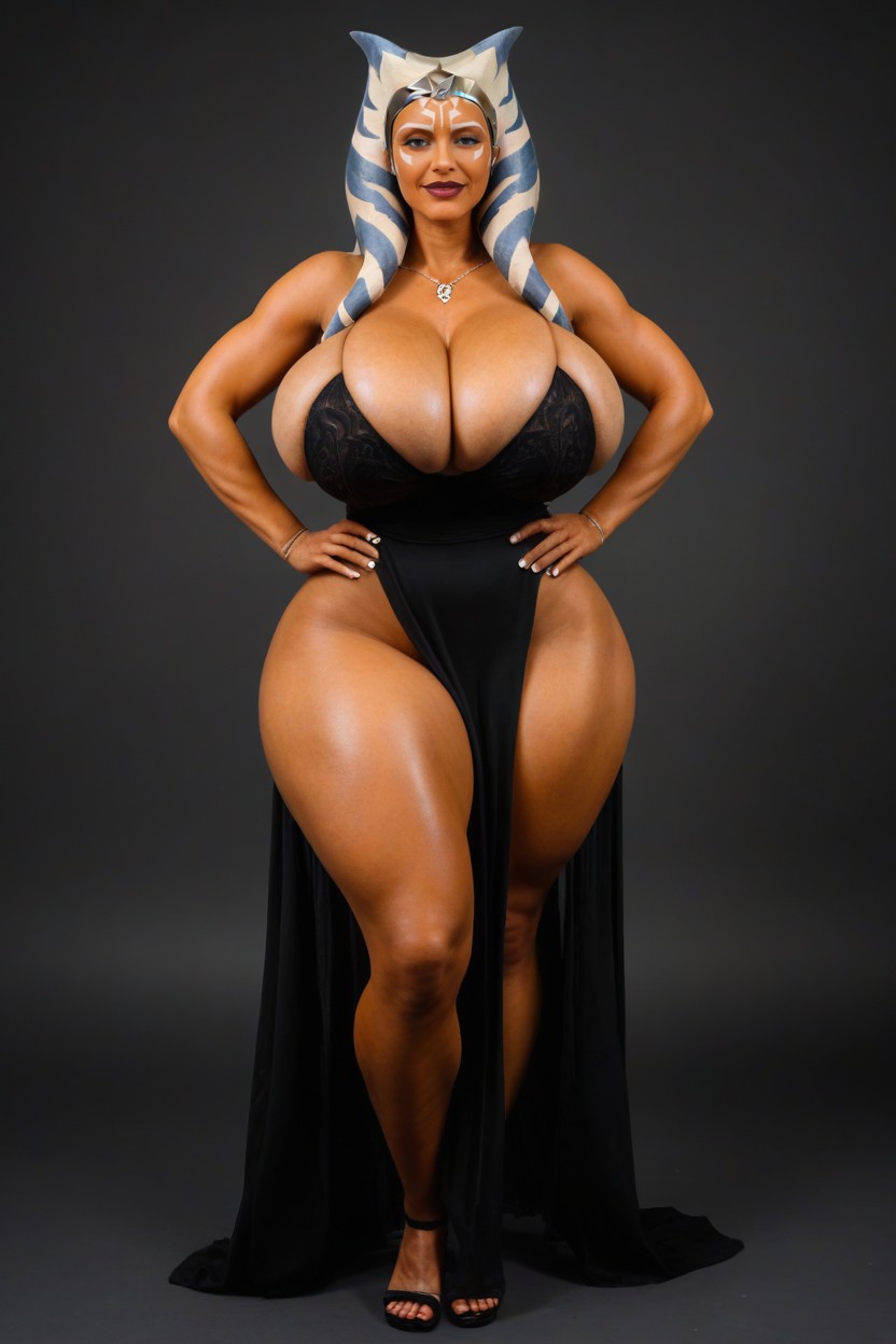 Hourglass Figure, Very Thick Thighs, Facing Viewer MILF AI Porn