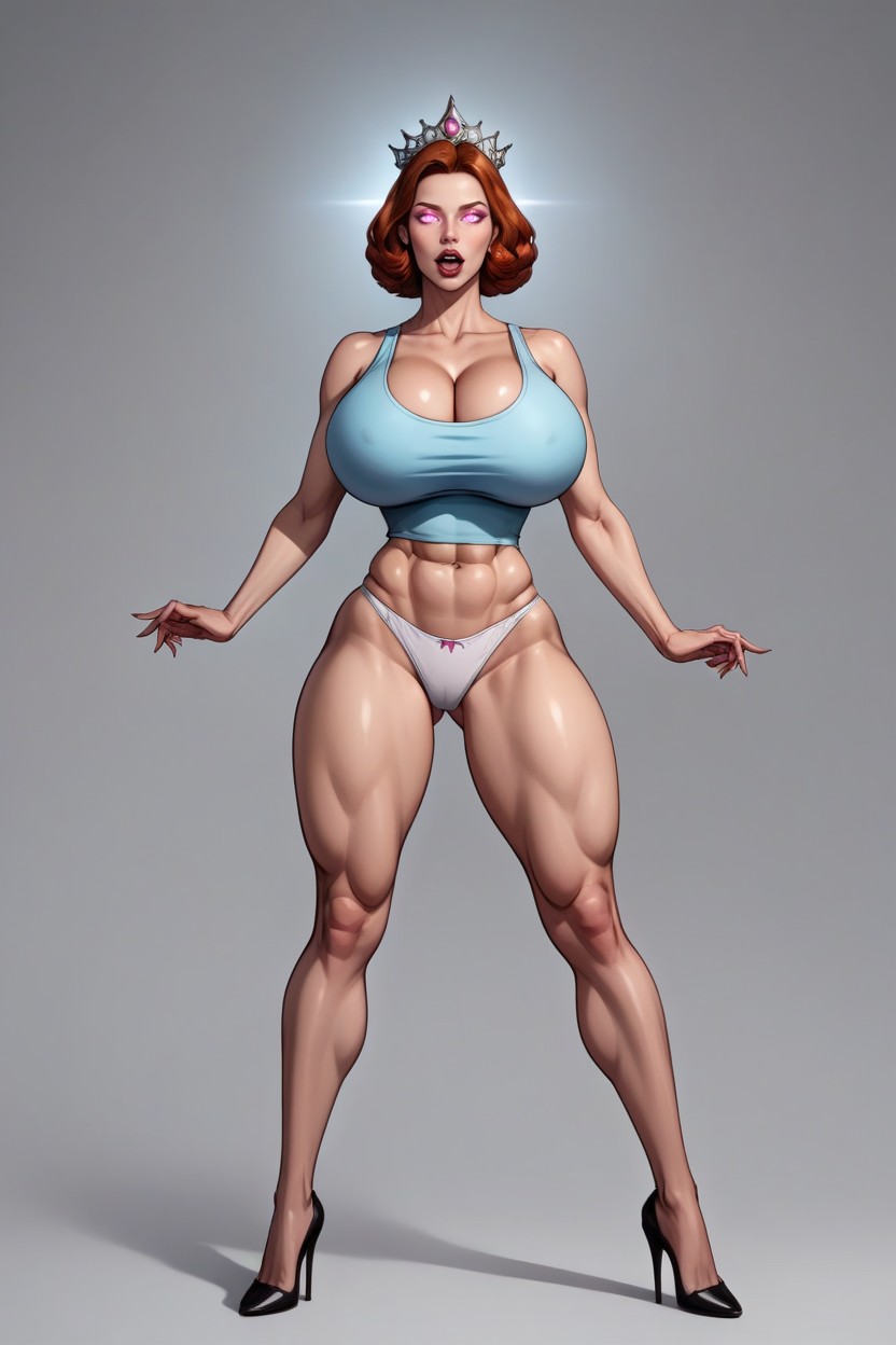 Slutmom, Front View, Standing Front Straight With Legs Spread Apart MILF AI Porn
