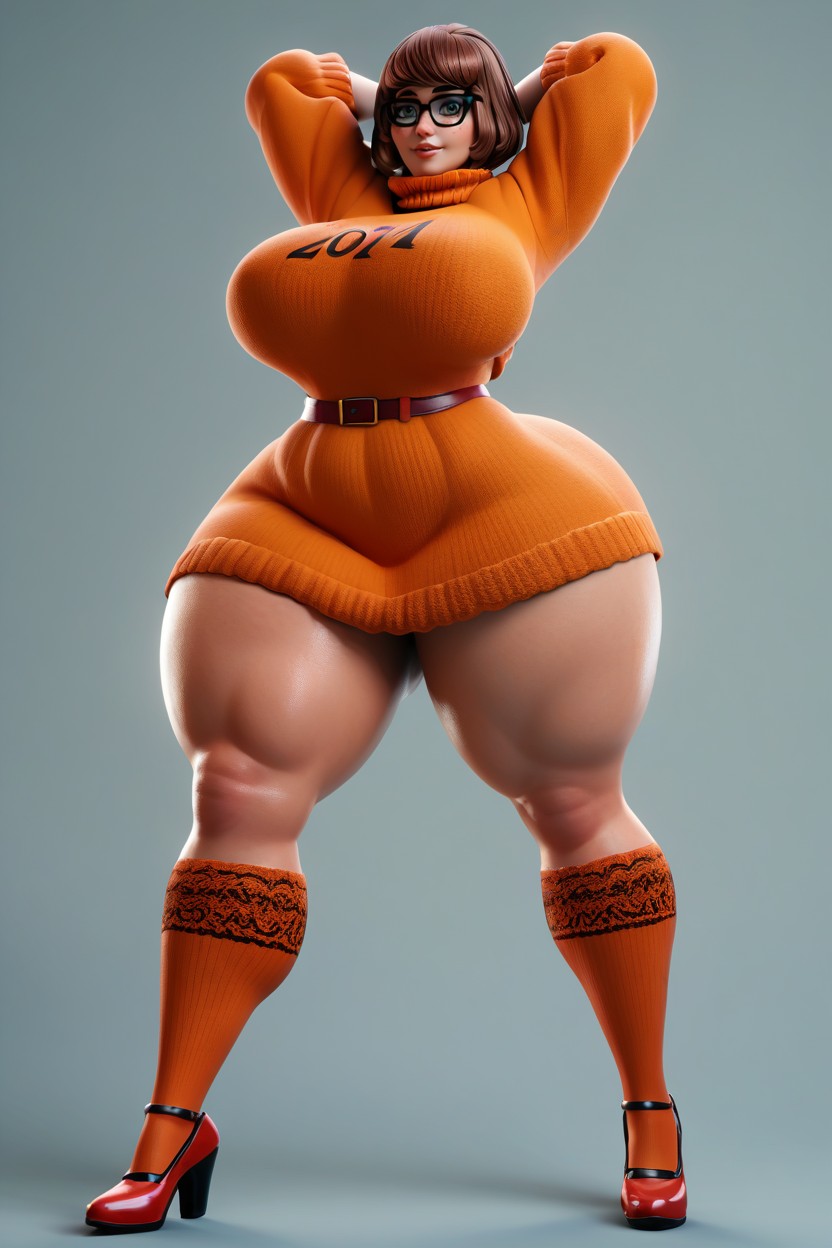 Standing Legs Spread, Enormous Bubble Butt, Large Breast MILF AI Porn