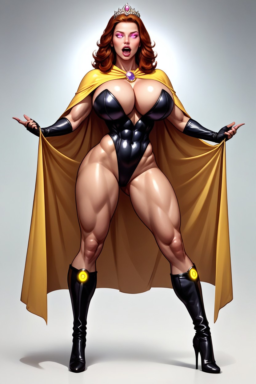 Full Body Shot, Dark Leotard, Standing Front Straight With Legs Spread Apart MILF AI Porn