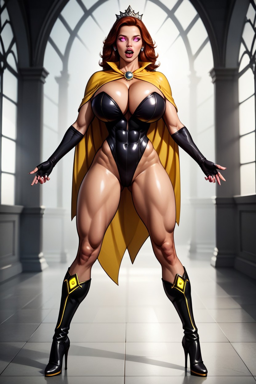 Arms Spread, Front View, Very Lusty Evil Expression MILF AI Porn