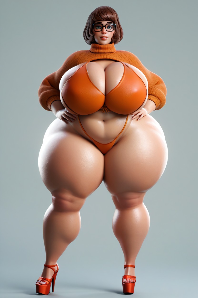 Glasses, Extremely Large Ass, Extremely Wide Hips MILF AI Porn