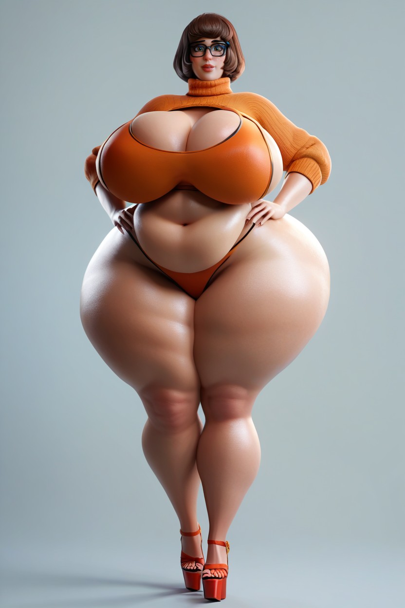 Extremely Large Breasts, Velma Dinkley, Plump Lips MILF AI Porn
