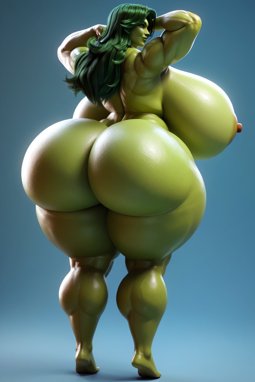 Rear View, Hyper Bubble Butt, Extreme Hyper Ass MILF AI Porn