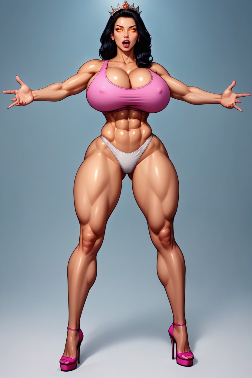 Fully Detailed Permed Shoulder-length Black Hair, Fully Detailed Face, Corrupted Into An Evil Slutmom Queen MILF AI Porn