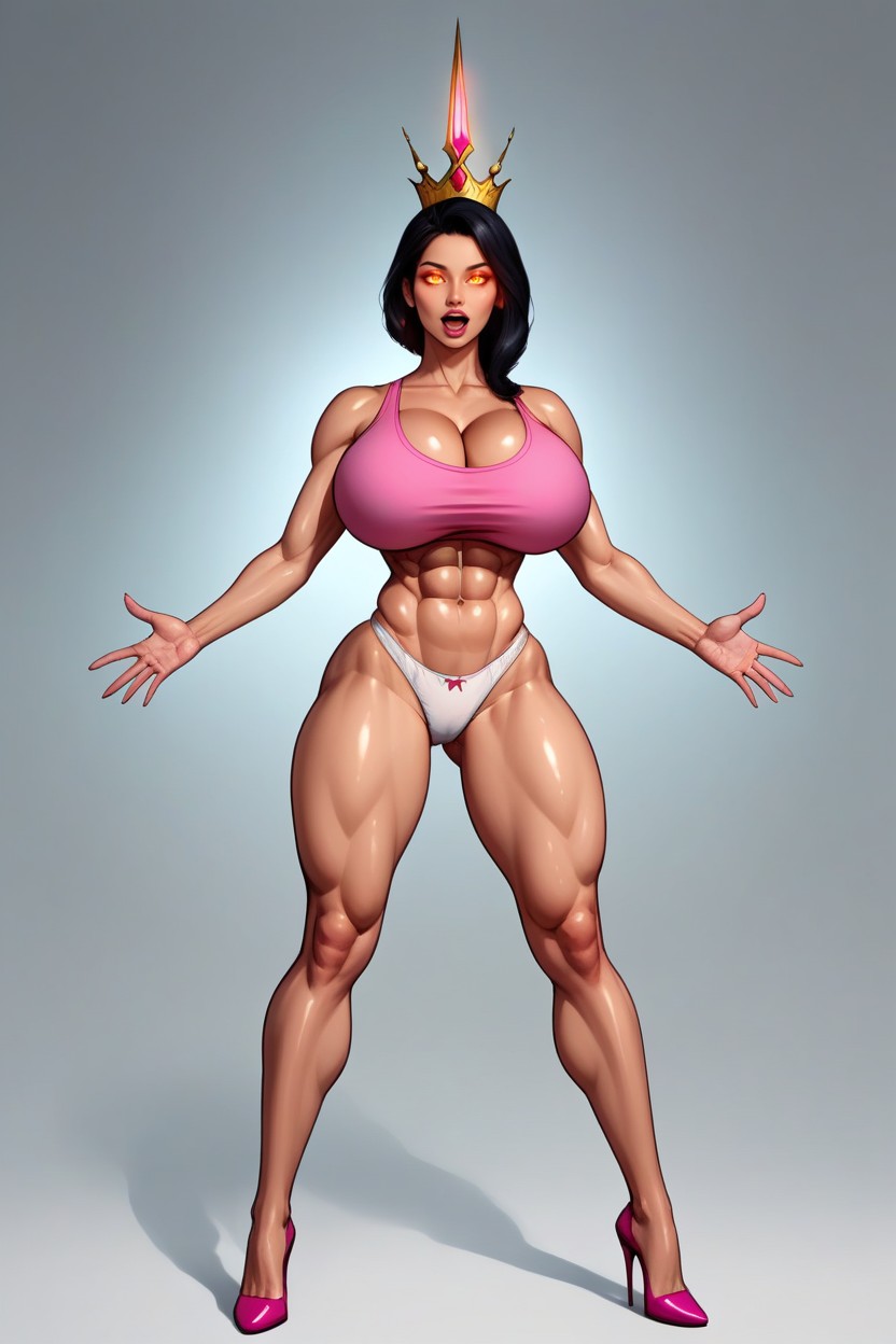 Pink High Heel Shoes, Tight Abs, Full Body Shot MILF AI Porn