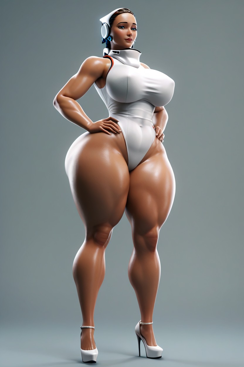 Very Thick Thighs, Full Body, Tan Skin MILF AI Porn