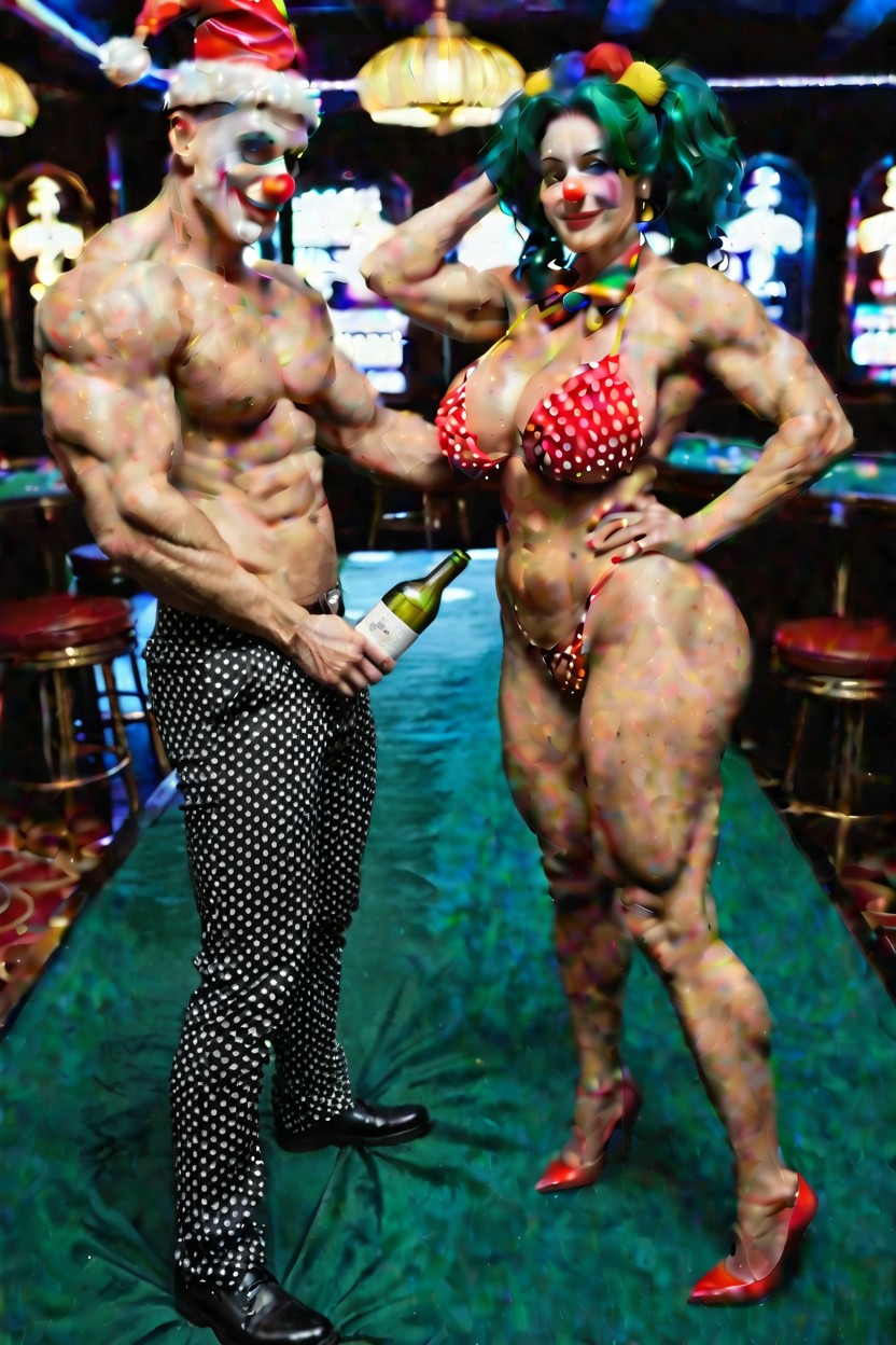 Clown Red Polka Dots Pants And Holding A Bottle In His Hand MILF AI Porn